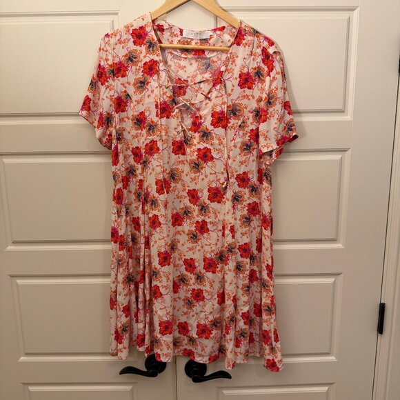 ASTR the Label Hibiscus Floral A-Line Dress Lightweight Boho Summer Size L Large - Picture 2 of 9